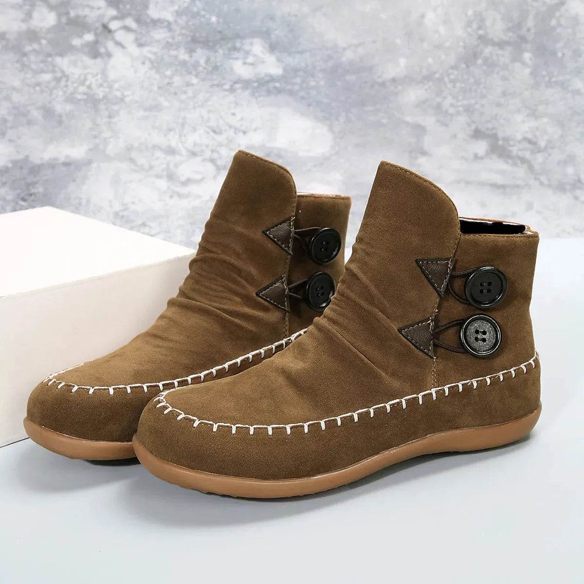 Button Design Ankle Boots For Women Autumn And Winter - www.Shopthatapp.com