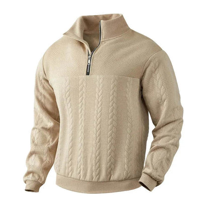 Casual Autumn Winter Half Zip Stand Collar Pullover Sweater top  Men - www.Shopthatapp.com