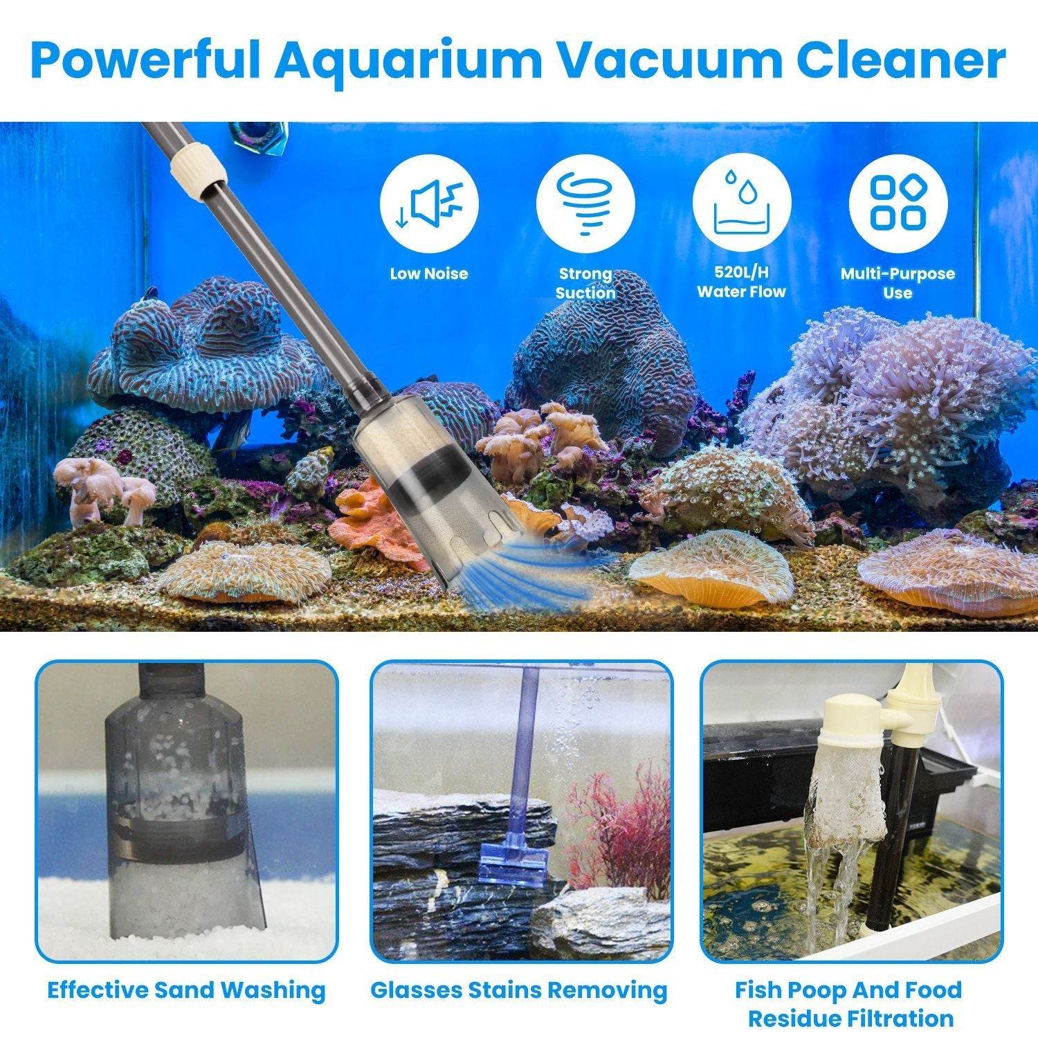 Powerful Electric Aquarium Vacuum Gravel Cleaner - www.Shopthatapp.com