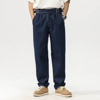 Blue Denim Straight High Waist Jeans pant For Men - www.Shopthatapp.com
