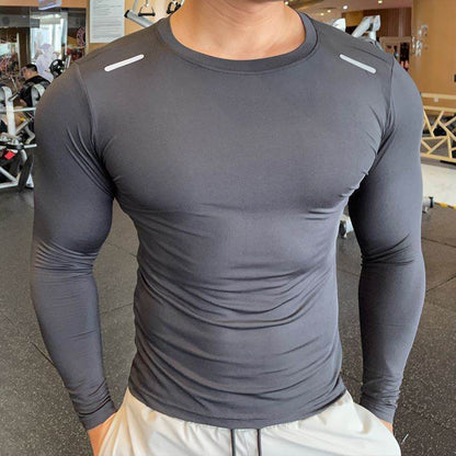 Muscle Fitted Elastic Long sleeve Running Workout Gym T-shirt for men - www.Shopthatapp.com