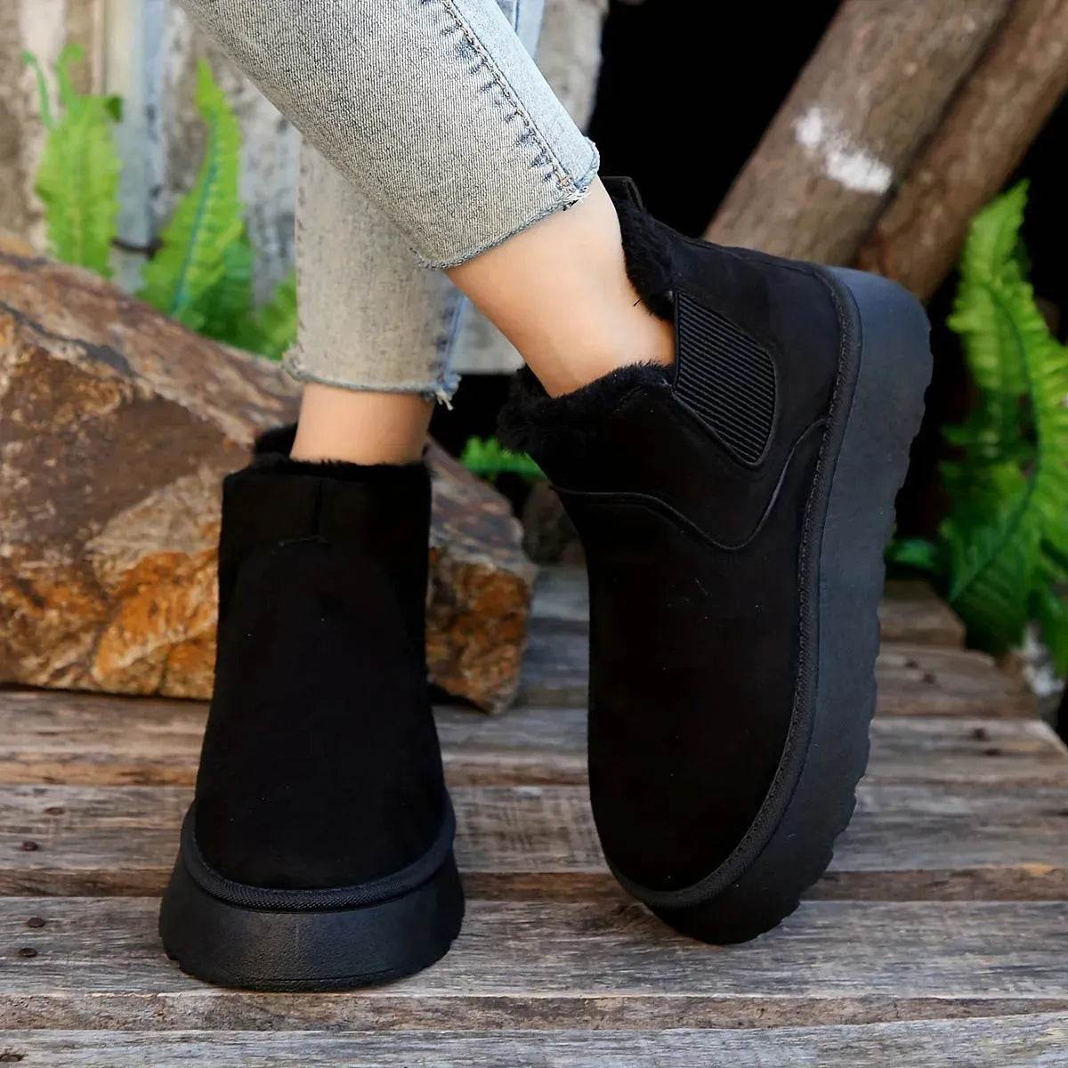Women's Plush Boots Winter Warm Fleece Thick Flats Snow Boots Fashion Shoes - www.Shopthatapp.com