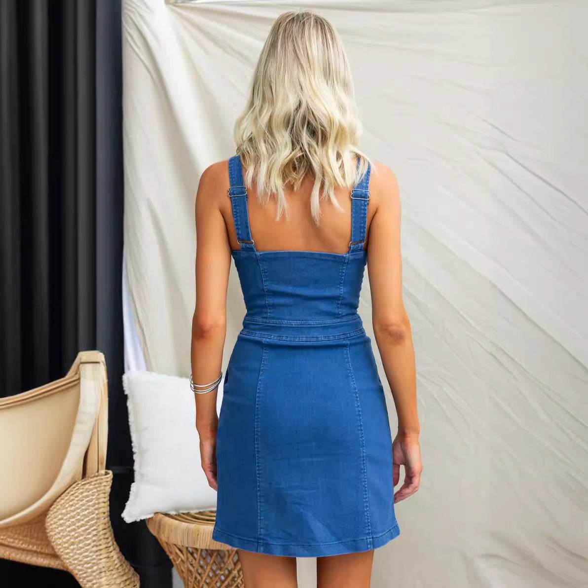 Spring And Summer Casual Slim Fit Denim Sleeveless Dress - www.Shopthatapp.com