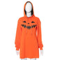 Halloween Costume Pumpkin Print Long Sleeve Hoodie Dress - www.Shopthatapp.com