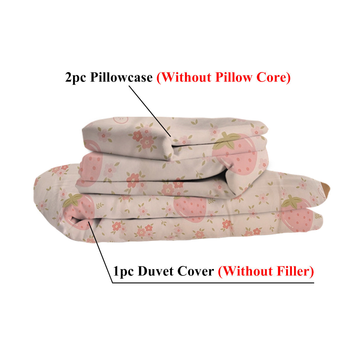 Duvet Cover Set Strawberry Print Bedding For Home Bedroom Decor Microfiber Quilt Cover Gifts Twin Full Queen King Size