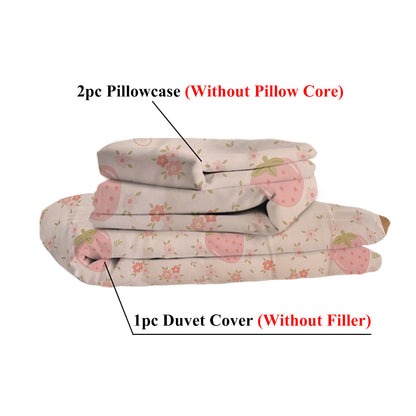 Duvet Cover Set Strawberry Print Bedding For Home Bedroom Decor Microfiber Quilt Cover Gifts Twin Full Queen King Size