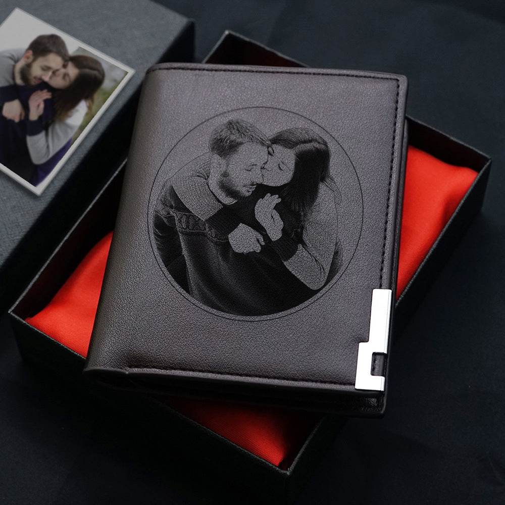 Custom Men's leather Wallet Zipper Valentine's Day gift  Personalized Men's Wallet - www.Shopthatapp.com