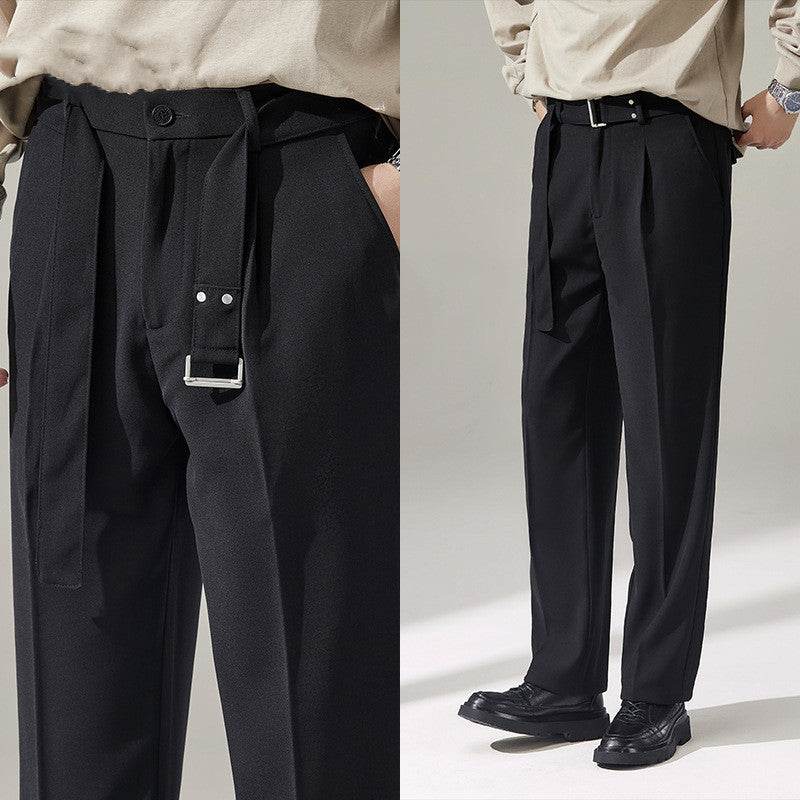 Detachable Belt Draping Wide-leg Suit Chinos Trouser For Men - www.Shopthatapp.com