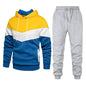 2pcs Winter Fashion Stitching Suit Outdoors Sports Suit Men's Sweatsuit Hoodie Outfit set - www.Shopthatapp.com
