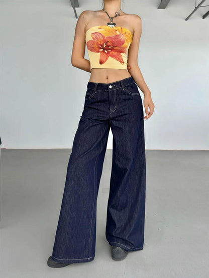 Fashion American Retro Wide Leg Baggy Jeans Pant For Women - www.Shopthatapp.com