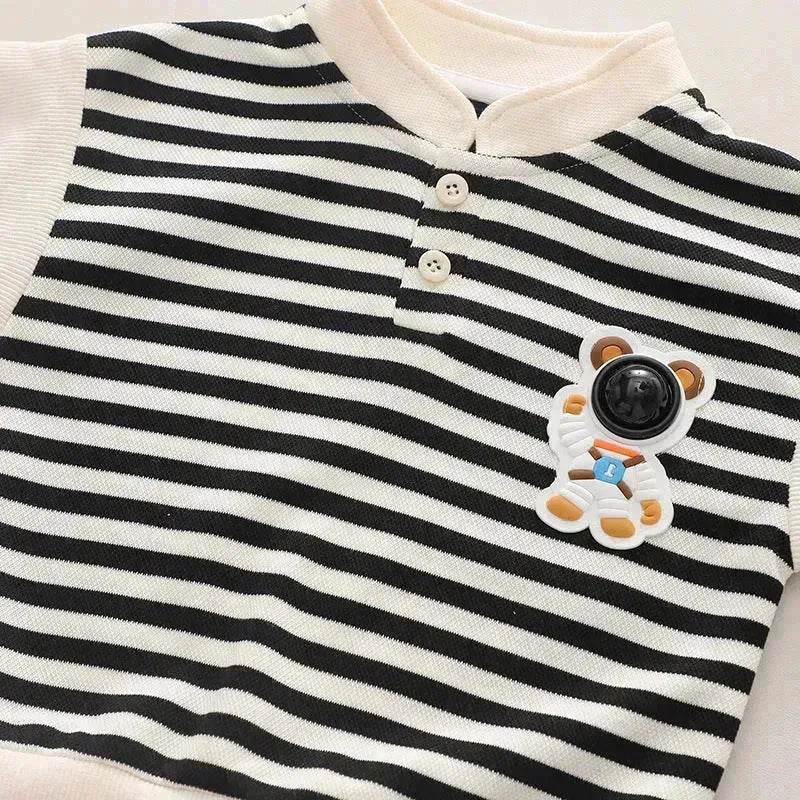 Casual Letter Stripes Loose Round Neck Boys' Long Sleeve Sweater Suit Two piece for boys - www.Shopthatapp.com
