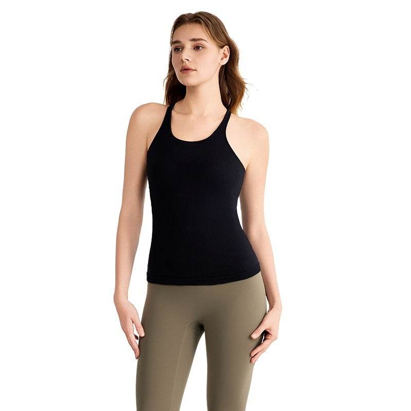 yoga clothes sleeveless Vest With Chest Pad Workout Top - www.Shopthatapp.com