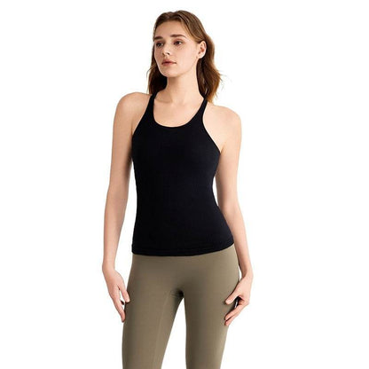 yoga clothes sleeveless Vest With Chest Pad Workout Top - www.Shopthatapp.com