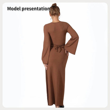 Women's Fashion Simple Plain Long Dress - www.Shopthatapp.com