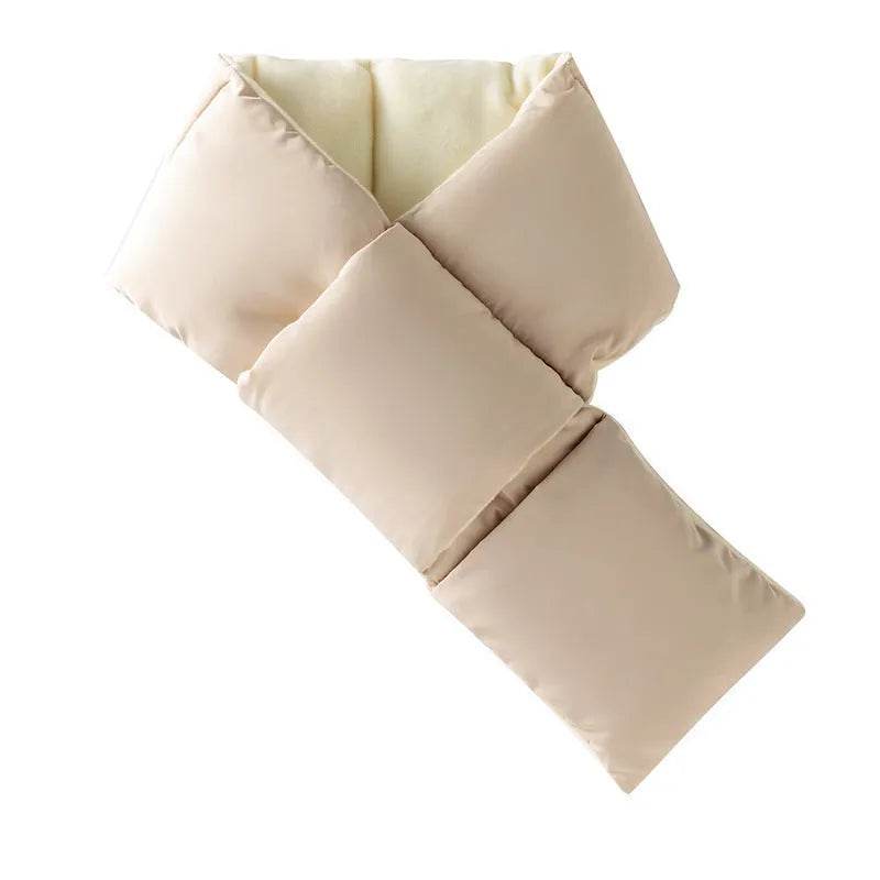 Warm Cross-design Pocket Scarf For Women Winter Outdoor Sports Skiing Cold-proof Down Cotton Plus Velvet Short Scarf - www.Shopthatapp.com