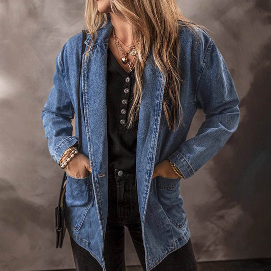 Jacket for Women – Classic Blue Denim Regular Fit - www.Shopthatapp.com