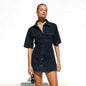 Women's Short Sleeve Pocket Waist Shirt Denim Dress - www.Shopthatapp.com