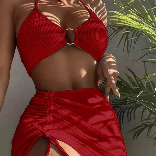 3pcs Halter Bikini Summer Fashion Personalized Three-point Beach Swimsuit For Women - www.Shopthatapp.com