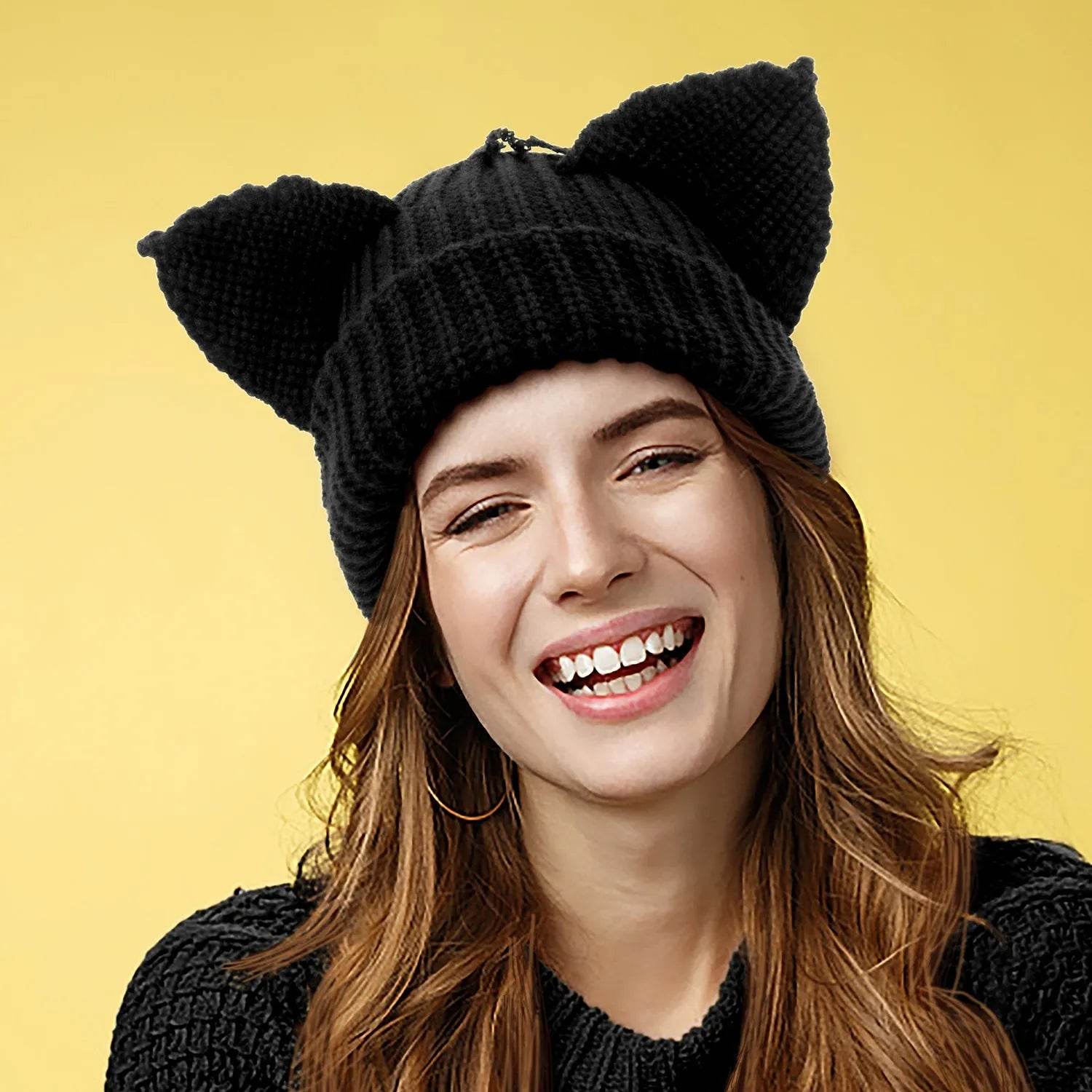 Devil Ears Thickened All Acrylic Knitted Beanie Hat - www.Shopthatapp.com