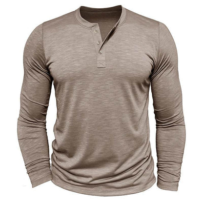Men's Long-sleeved Henry Collar T-shirt - www.Shopthatapp.com
