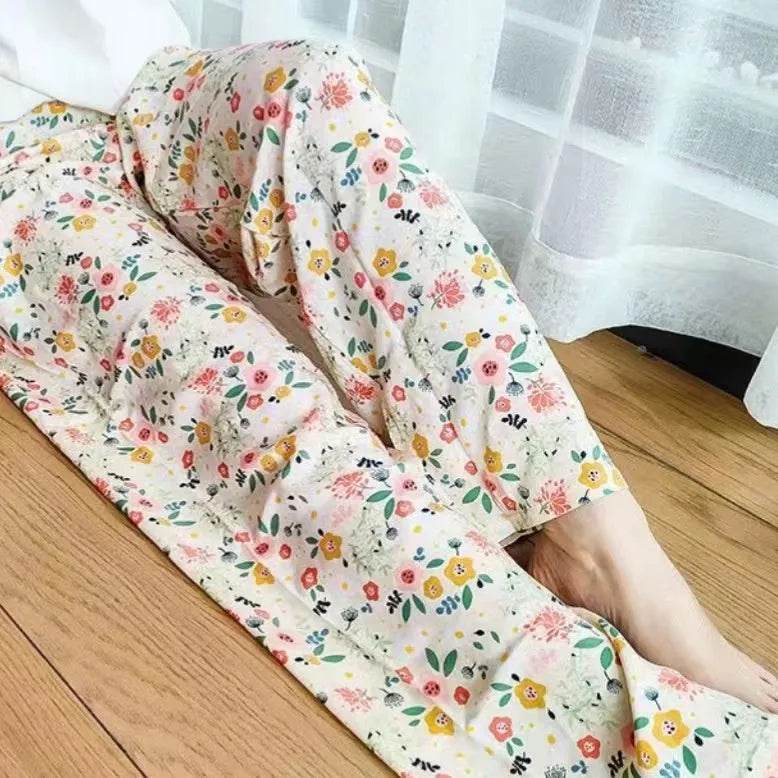 Cotton Silk Pajama Lounge trouser Pants Summer Women - www.Shopthatapp.com