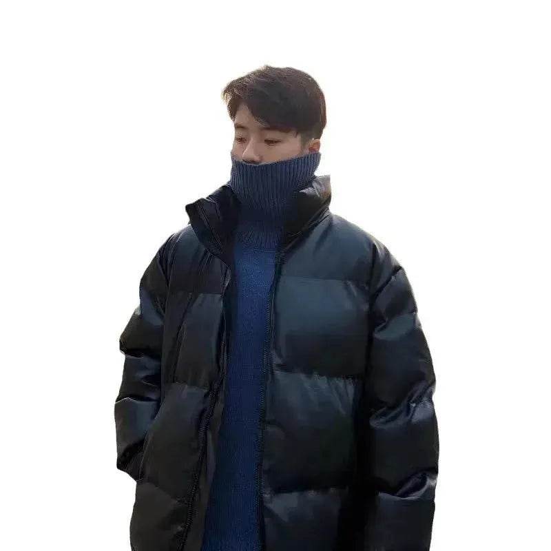 Winter Men's Down Cotton-padded Winter Coat Thick Black Puffer Jacket - www.Shopthatapp.com