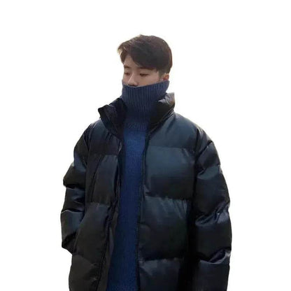 Winter Men's Down Cotton-padded Winter Coat Thick Black Puffer Jacket - www.Shopthatapp.com