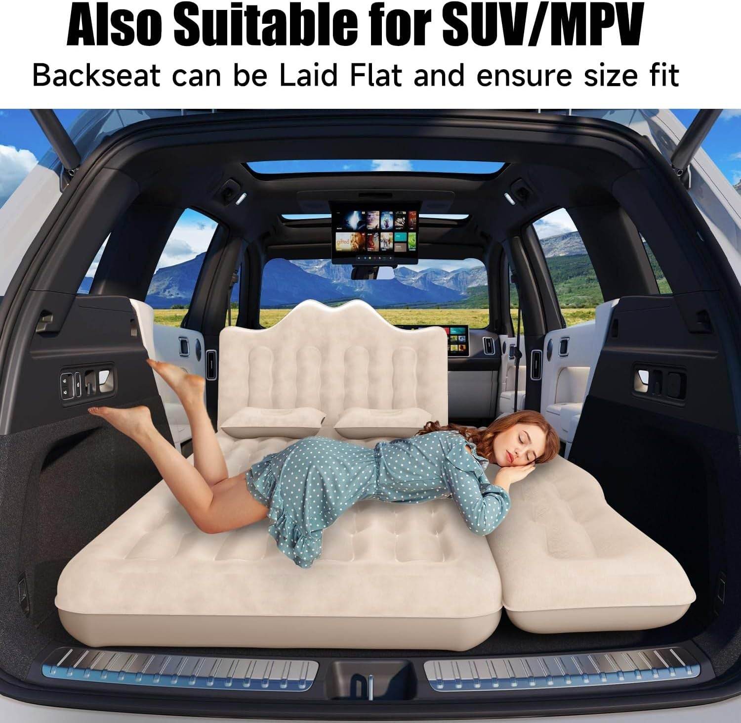 Inflatable Car Truck Outdoor Camping Air Mattress with 2 pillows - www.Shopthatapp.com