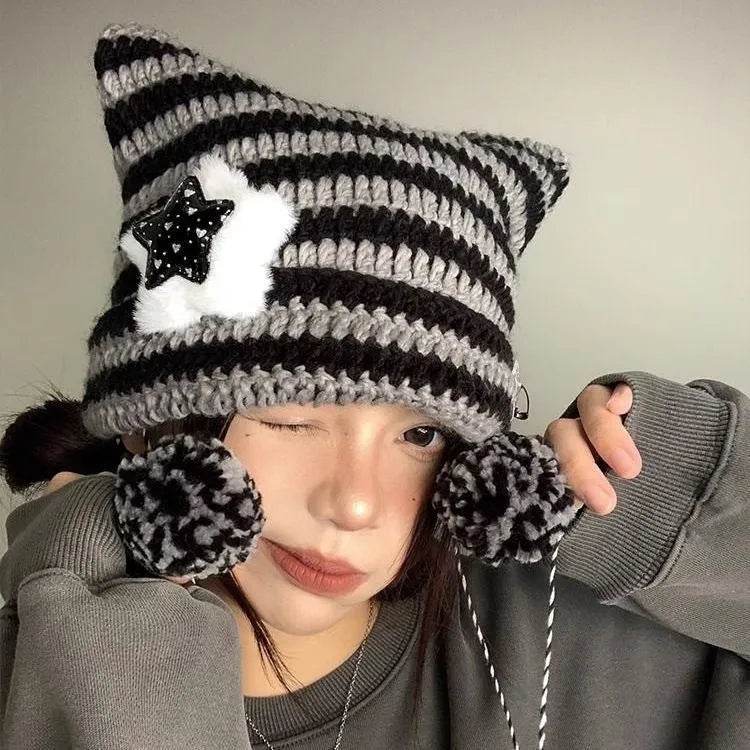 Breathable Windproof Cute Thermal Head Cover Woolen Cap beanies - www.Shopthatapp.com