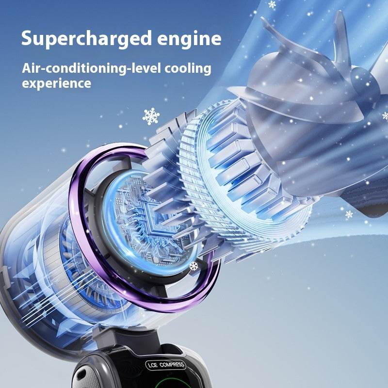 New Ice Pack High-Speed Handheld Eletirc Fan Speed Adjustable Folding Mini Fan Portable Outdoor Hanging Neck Small Fan - www.Shopthatapp.com