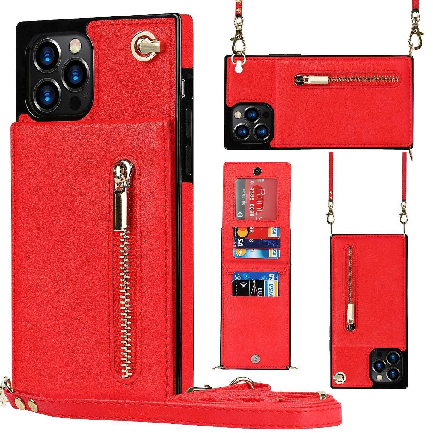 Samsung leather Crossbody Phone Case Card Holder Wallet leather case - www.Shopthatapp.com