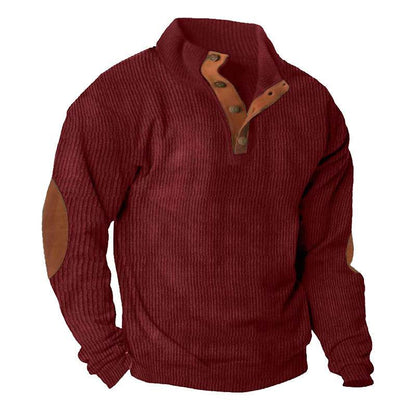 Corduroy Casual Stand Collar Long-sleeved Sweater men - www.Shopthatapp.com