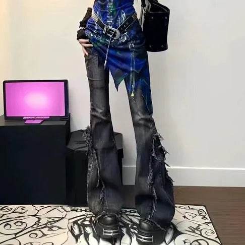 Fashion American Slightly Flared Baggy Jeans Pant Women - www.Shopthatapp.com