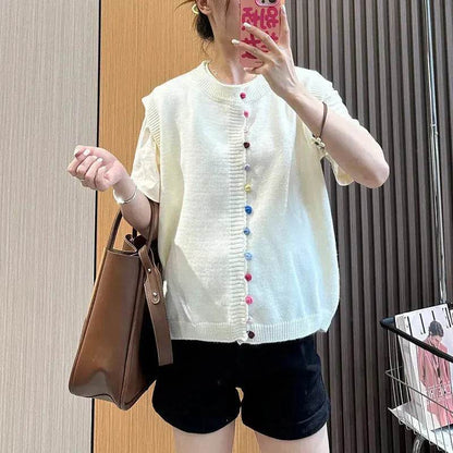 Women Sleeveless Button down Knitted Sweater Vest Cardigan - www.Shopthatapp.com