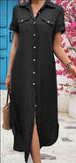 Women Summer Denim-Look Longline Shirt Dress - www.Shopthatapp.com