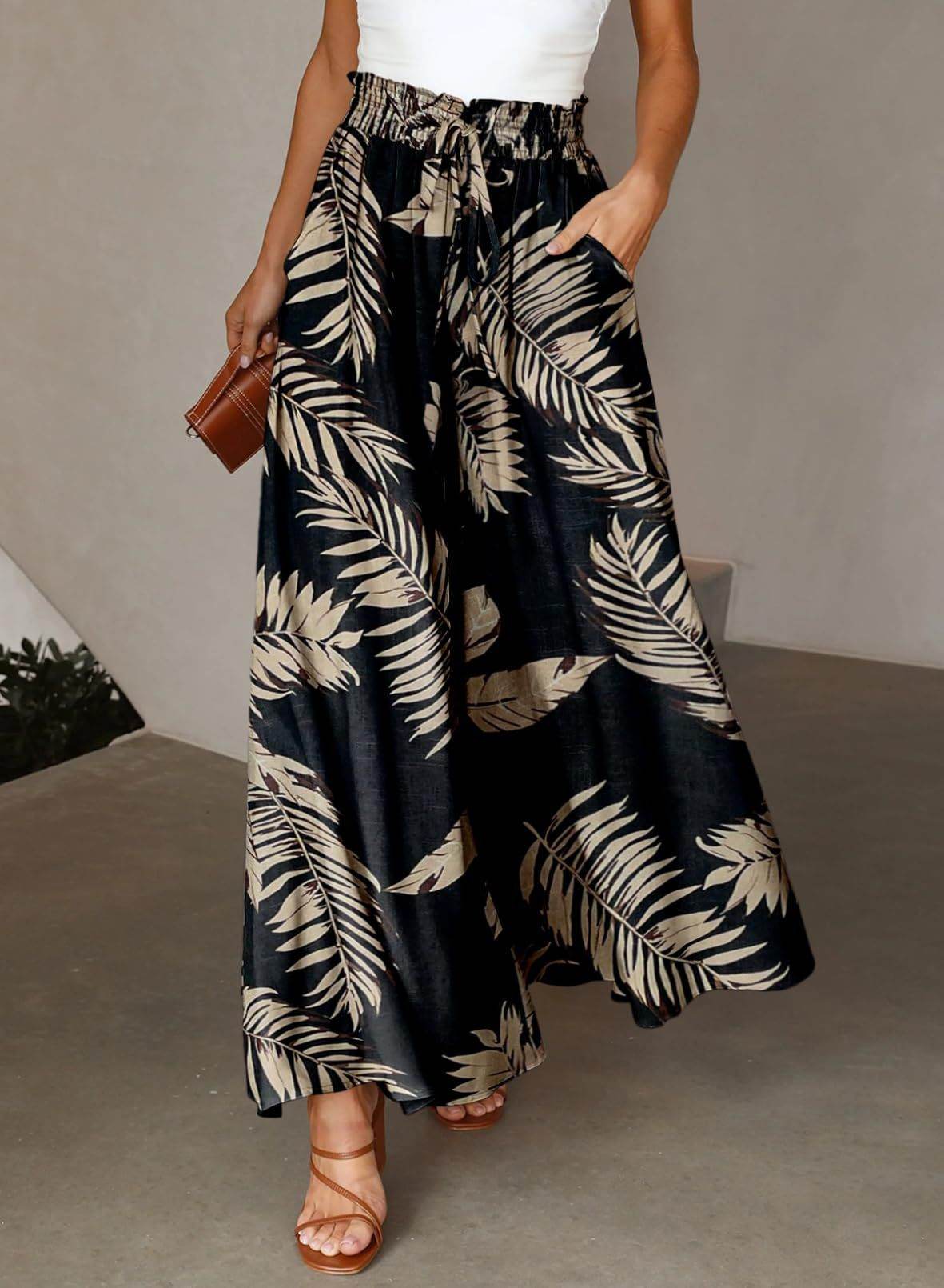 Printed Comfortable Casual High Waist  Wide-leg Floral Palazzo Trousers women - www.Shopthatapp.com