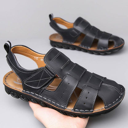 Men's Leather Sandals Soft Bottom Non-slip - www.Shopthatapp.com