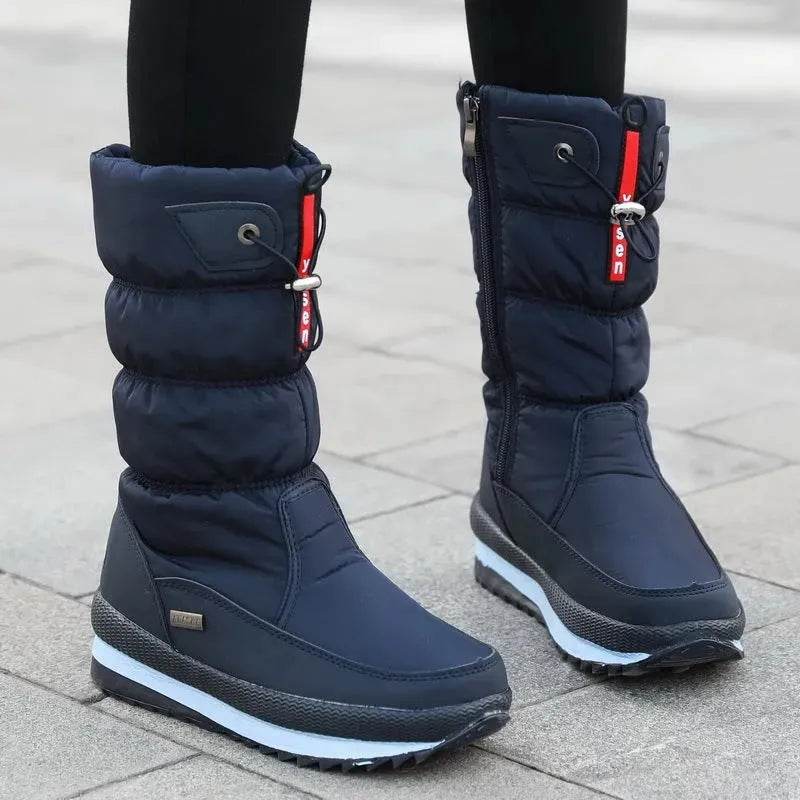 Winter boots New Plus Velvet Thick Cotton Shoes Thermal Middle Tube Waterproof Non-slip Boots - www.Shopthatapp.com