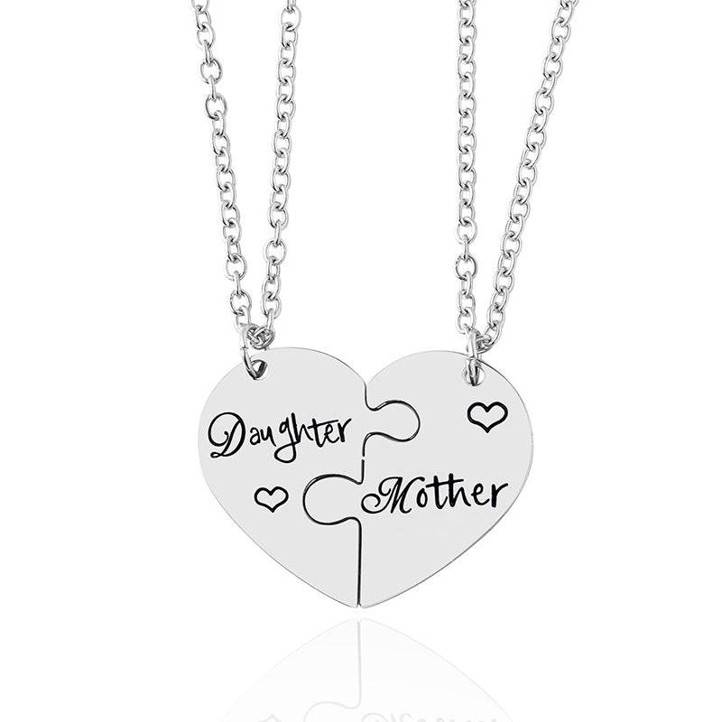2 PCS mother Daughter Necklace gift idea Puzzle Necklace - www.Shopthatapp.com