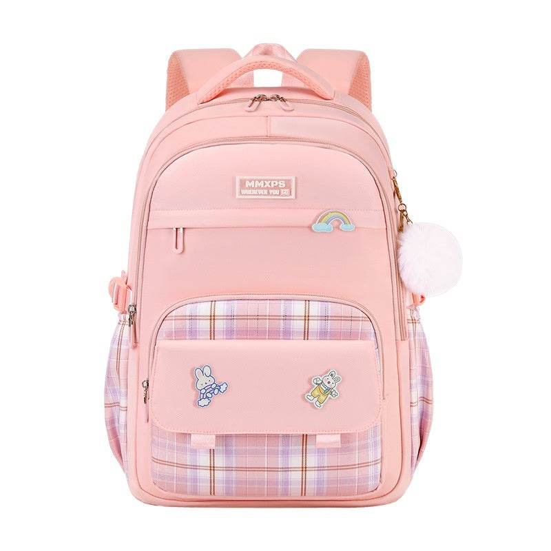 Primary School Student Schoolbag Girls' Plaid Backpack - www.Shopthatapp.com