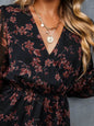 Casual V-neck Summer Spring Long Sleeve Floral mini Chiffon Dress