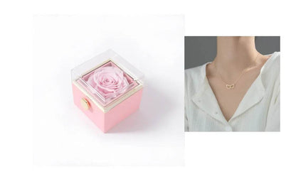 Fashion Acrylic Rotating  Valentine  Rose Jewelry gift  Box - www.Shopthatapp.com