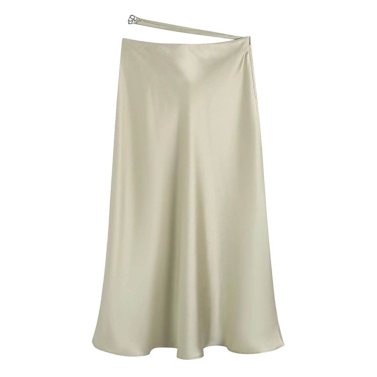 High Waisted Midi Silk Satin Skirt - www.Shopthatapp.com