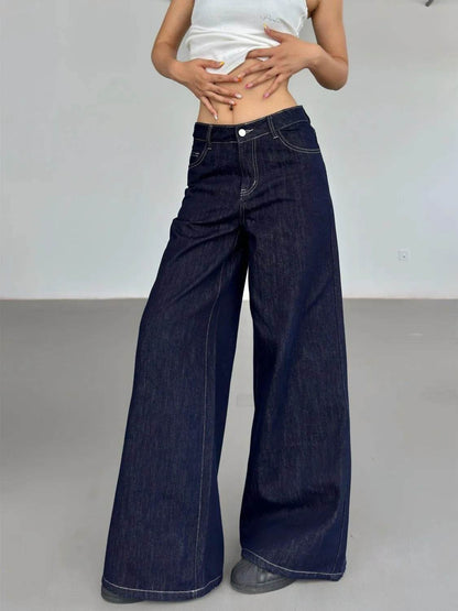 Fashion American Retro Wide Leg Baggy Jeans Pant For Women - www.Shopthatapp.com
