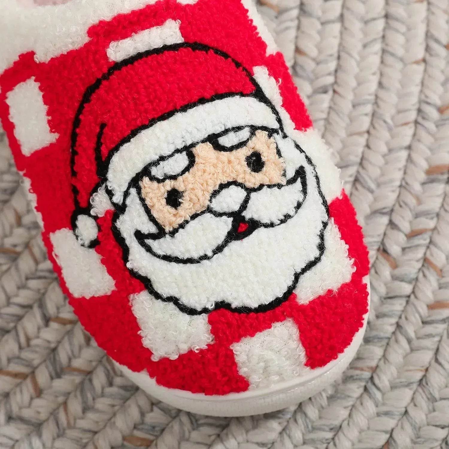 New Christmas Plaid Santa Claus Slippers Winter Indoor Non-slip Floor Bedroom Fuzzy House Shoes For Women Home Slipper - www.Shopthatapp.com