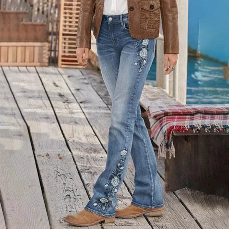 Women's Embroidered Bootcut Slim Fit Jeans - www.Shopthatapp.com