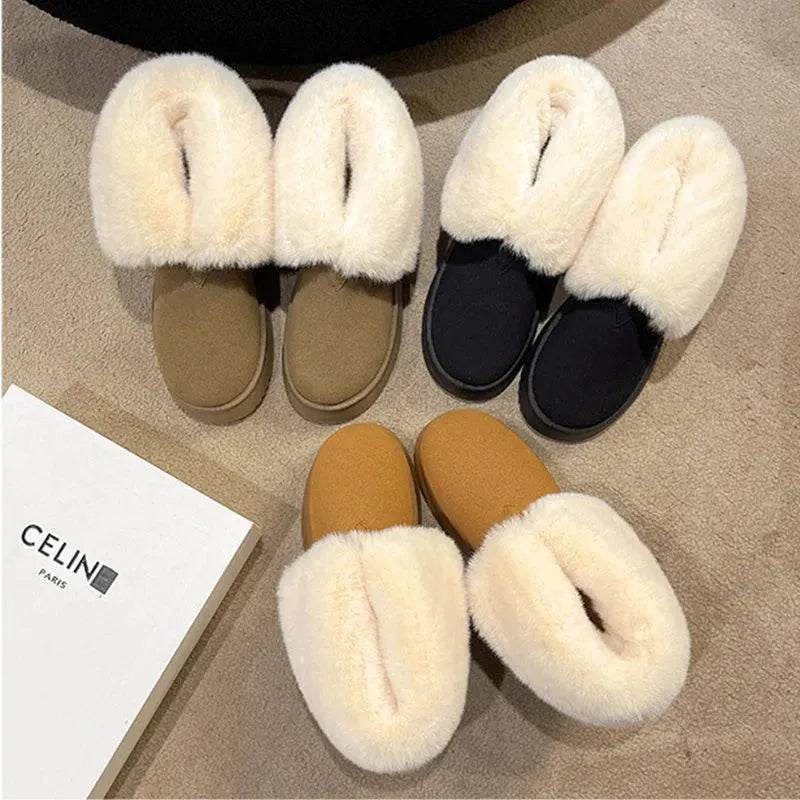 Winter Warm Snow Boots New Fashion Foldable Fleece Cotton Shoes For Women Plus Velvet And Thickened Plush Ankle Boots - www.Shopthatapp.com