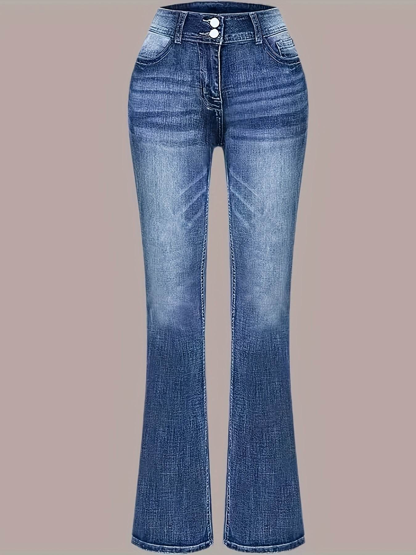 Denim Bell Bottoms – Women’s Retro Flare Stretch Jeans - www.Shopthatapp.com