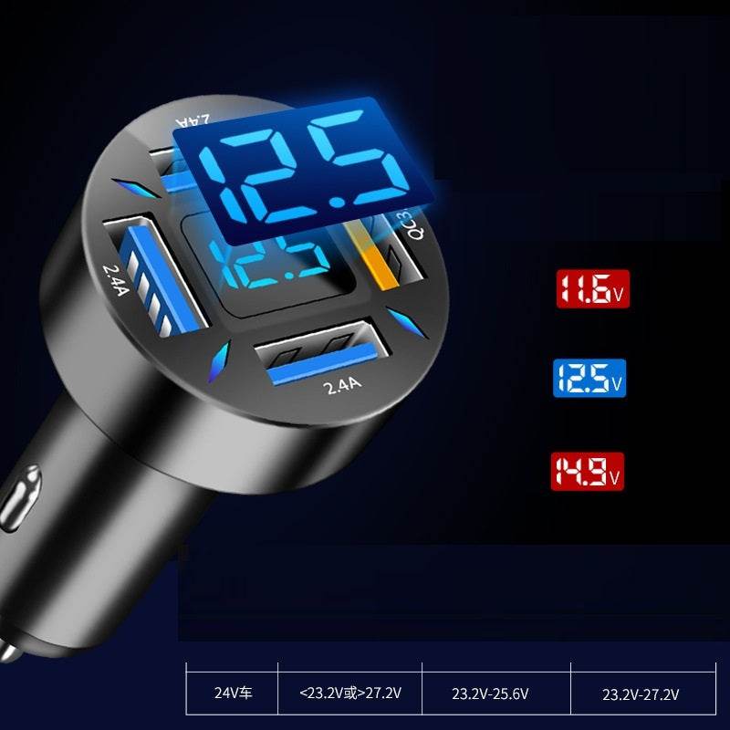Four-port Car Charger 4USB Car Charger - www.Shopthatapp.com