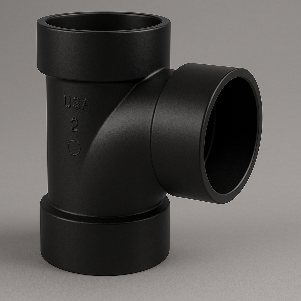 LESSO ABS Sanitary Tee – Hub x Hub x Hub DWV Fitting | 1 1/2" & 2" - www.Shopthatapp.com